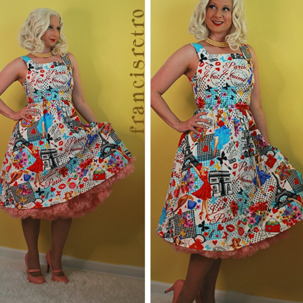 Retrolicious Retro Vintage 50s Paris Print Dress